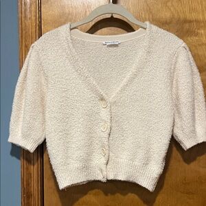 Reformation Cream Textured Button-Up Cardigan